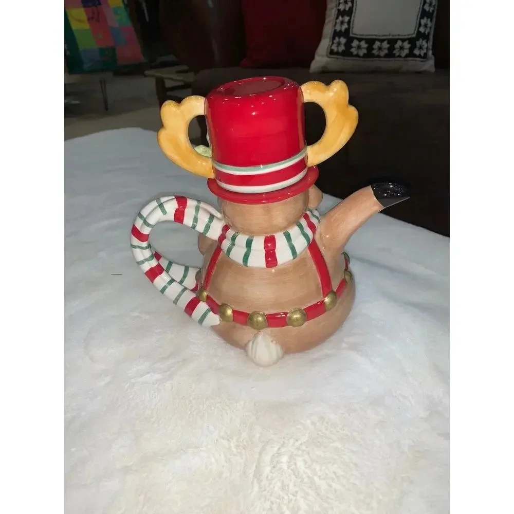 NEW IN BOX‎ Fitz & Floyd Reindeer Cocoa Pot Teapot Christmas Festive Decor 9